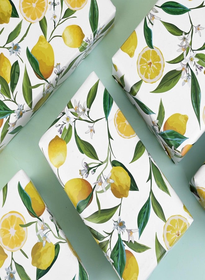 Bolsome 12 Sheets 28 * 20 Inches Lemon Wrapping Paper Yellow Green Summer Fruit Flower Patterned Gift Wrap Paper for Baby Shower Birthday Summer Holidays DIY Craft - Image 4